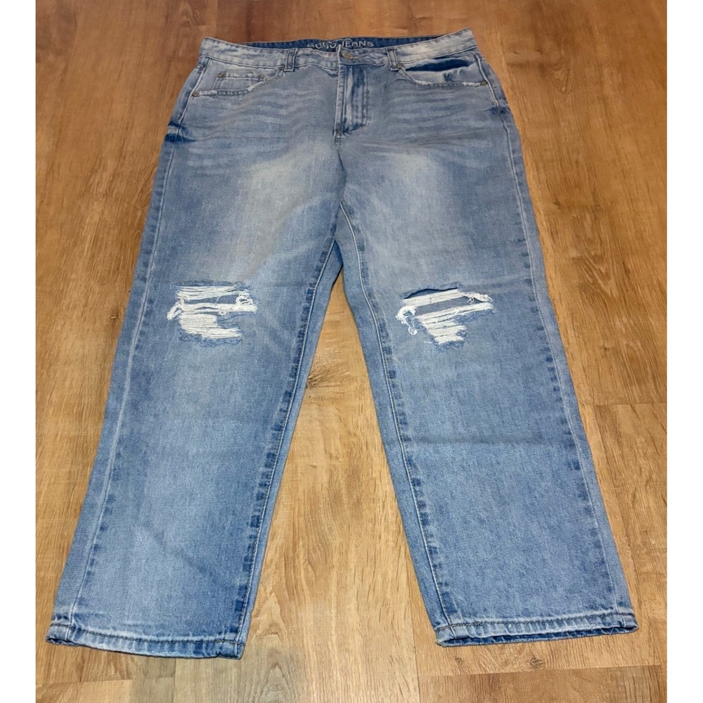 GOGO Distressed Wide Straight Women's size 11 Medium Blue Denim jeans
